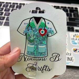 Nurse Scrubs Badge Reel with Glitter